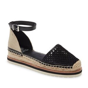 Vince Camuto Binettie Black Net Platform Espadrille in Oxford